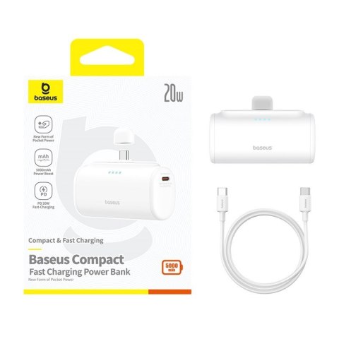 Powerbank Baseus Compact 5000mAh USB-C (biały) Baseus Powerbank Baseus Compact 5000mAh USB-C (biały) Baseus