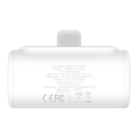 Powerbank Baseus Compact IP 5000mAh 20W USB-C/Lightning (biały) Baseus Powerbank Baseus Compact IP 5000mAh 20W USB-C/Lightning (biały) Baseus