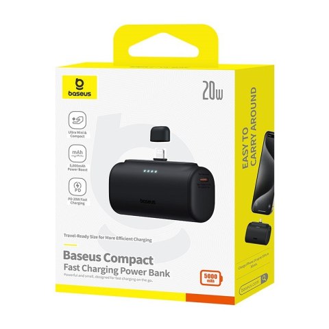 Powerbank Baseus Compact IP 5000mAh 20W USB-C/Lightning (czarny) Baseus Powerbank Baseus Compact IP 5000mAh 20W USB-C/Lightning (czarny) Baseus