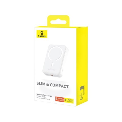 Powerbank Baseus Magnetic Mini Air Wireless 10000mAh 20W+kabel USB C-USB C (biały) Baseus Powerbank Baseus Magnetic Mini Air Wireless 10000mAh 20W+kabel USB C-USB C (biały) Baseus