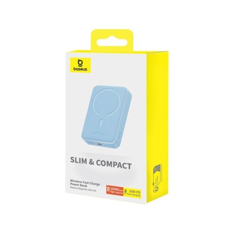 Powerbank Baseus Magnetic Mini Air Wireless 10000mAh 20W+kabel USB C-USB C (niebieski) Baseus Powerbank Baseus Magnetic Mini Air Wireless 10000mAh 20W+kabel USB C-USB C (niebieski) Baseus