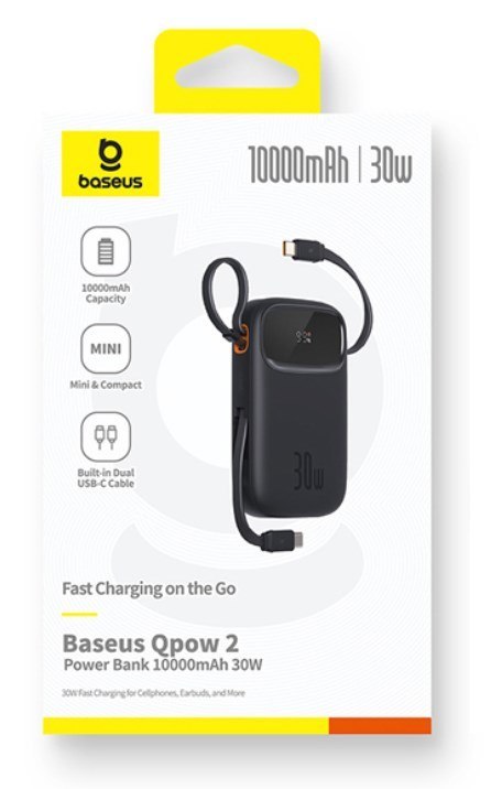 Powerbank Baseus Qpow 2 10000mAh 30W 2xUSB-C (czarny) Baseus Powerbank Baseus Qpow 2 10000mAh 30W 2xUSB-C (czarny) Baseus