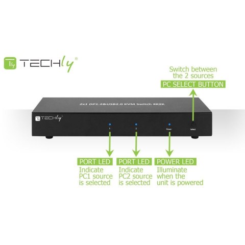 TECHLY PRZEŁĄCZNIK KVM DISPLAYPORT/USB 2X1 DUAL HE TECHly TECHLY PRZEŁĄCZNIK KVM DISPLAYPORT/USB 2X1 DUAL HE TECHly