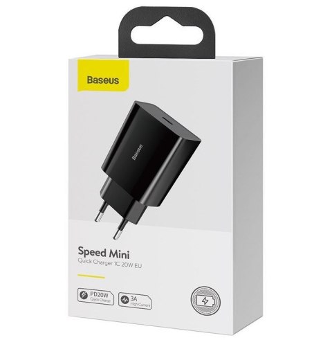 BASEUS ŁADOWARKA SIECIOWA MINI QC USB-C PD 3A 20W Baseus BASEUS ŁADOWARKA SIECIOWA MINI QC USB-C PD 3A 20W Baseus