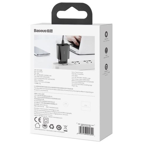 BASEUS ŁADOWARKA SIECIOWA MINI QC USB-C PD 3A 20W Baseus BASEUS ŁADOWARKA SIECIOWA MINI QC USB-C PD 3A 20W Baseus