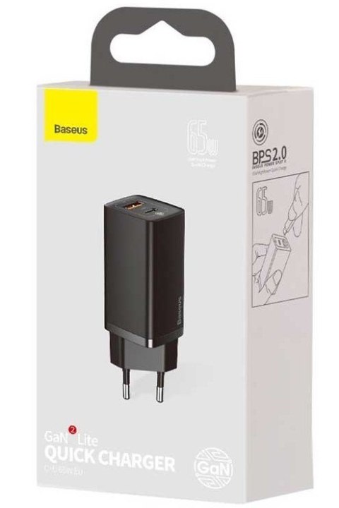 BASEUS ŁADOWARKA SIECIOWA USB + USB-C (CZARNA) Baseus BASEUS ŁADOWARKA SIECIOWA USB + USB-C (CZARNA) Baseus