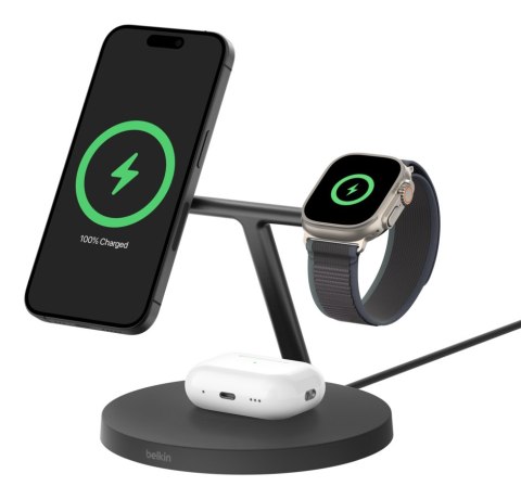 BELKIN BOOSTCHARGE PRO 3IN1 MAGSAFE 15W QI2,CZARNA Belkin BELKIN BOOSTCHARGE PRO 3IN1 MAGSAFE 15W QI2,CZARNA Belkin