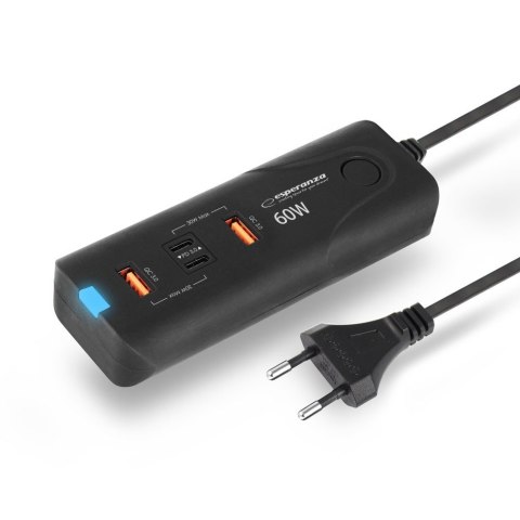 ESPERANZA ŁADOWARKA 60W 2X USB-C PD 30W / 2X USB-A QC 3.0 18W EZC109 Esperanza ESPERANZA ŁADOWARKA 60W 2X USB-C PD 30W / 2X USB-A QC 3.0 18W EZC109 Esperanza