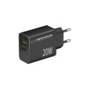 ESPERANZA ŁADOWARKA SIECIOWA 20W USB-C PD 20W / USB-A QC 3.0 18W CZARNA EZC105K Esperanza