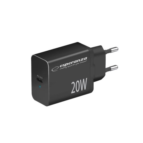 ESPERANZA ŁADOWARKA SIECIOWA 20W USB-C PD CZARNA EZC104K Esperanza ESPERANZA ŁADOWARKA SIECIOWA 20W USB-C PD CZARNA EZC104K Esperanza