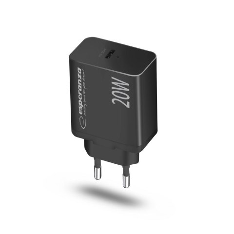 ESPERANZA ŁADOWARKA SIECIOWA 20W USB-C PD CZARNA EZC104K Esperanza ESPERANZA ŁADOWARKA SIECIOWA 20W USB-C PD CZARNA EZC104K Esperanza