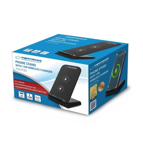 ESPERANZA PODSTAWKA POD TELEFON Z ŁADOWARKĄ BEZPRZEWODOWĄ 15W PHOTON EZC101 Esperanza ESPERANZA PODSTAWKA POD TELEFON Z ŁADOWARKĄ BEZPRZEWODOWĄ 15W PHOTON EZC101 Esperanza