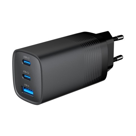 GEMBIRD SZYBKA ŁADOWARKA USB POWER DELIVERY USB TYPU C, 3X USB, 65 W, GAN CZARNA GEMBIRD GEMBIRD SZYBKA ŁADOWARKA USB POWER DELIVERY USB TYPU C, 3X USB, 65 W, GAN CZARNA GEMBIRD