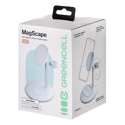 GREEN CELL ŁADOWARKA INDUKCYJNA - STOJAK GC MAGSCAPE 3W1 MAGSAFE MAGNETYCZNA BIAŁA Green Cell GREEN CELL ŁADOWARKA INDUKCYJNA - STOJAK GC MAGSCAPE 3W1 MAGSAFE MAGNETYCZNA BIAŁA Green Cell