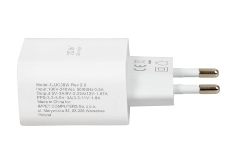 ŁADOWARKA SIECIOWA I-BOX C-39 USB-C PD20W Z KABLEM IBOX ŁADOWARKA SIECIOWA I-BOX C-39 USB-C PD20W Z KABLEM IBOX