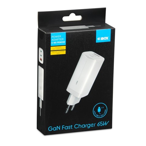 ŁADOWARKA SIECIOWA I-BOX C-65 GAN PD65W KABEL, BIAŁA IBOX ŁADOWARKA SIECIOWA I-BOX C-65 GAN PD65W KABEL, BIAŁA IBOX