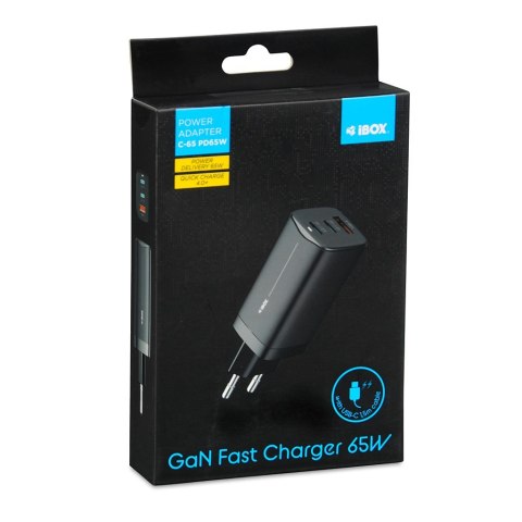 ŁADOWARKA SIECIOWA I-BOX C-65 GAN PD65W KABEL, CZARNA IBOX ŁADOWARKA SIECIOWA I-BOX C-65 GAN PD65W KABEL, CZARNA IBOX