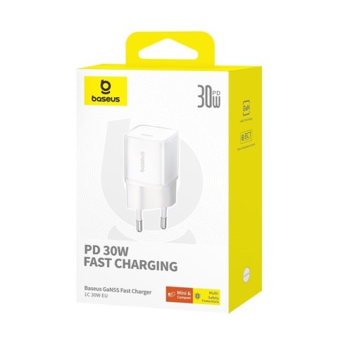 Ładowarka Baseus GaN5S 1C 30W EU (moon white) Baseus Ładowarka Baseus GaN5S 1C 30W EU (moon white) Baseus