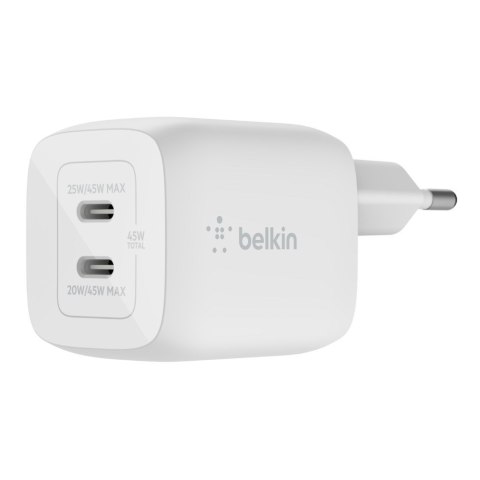 Ładowarka Belkin BoostCharge Pro Dual USB-C PD 3.0 PPS GaN Wall Charger 45W White Belkin