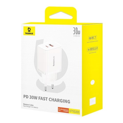 Ładowarka sieciowa Baseus Cube C+U 30W EU (moon white) Baseus Ładowarka sieciowa Baseus Cube C+U 30W EU (moon white) Baseus