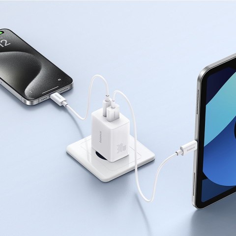 Ładowarka sieciowa Baseus Cube C+U 30W EU (moon white) Baseus Ładowarka sieciowa Baseus Cube C+U 30W EU (moon white) Baseus