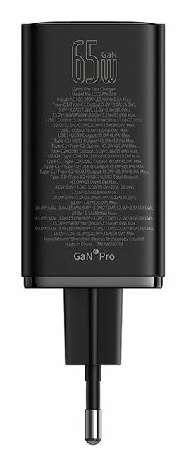 Ładowarka sieciowa Baseus GaN6 Pro FastCharger 2C+2U 65W EU (cluster black) Baseus Ładowarka sieciowa Baseus GaN6 Pro FastCharger 2C+2U 65W EU (cluster black) Baseus