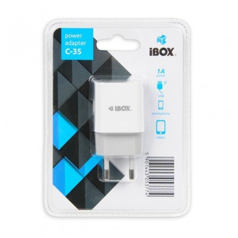 Ładowarka sieciowa IBOX C-35 1A WHITE ILUC35W (USB; kolor biały) IBOX Ładowarka sieciowa IBOX C-35 1A WHITE ILUC35W (USB; kolor biały) IBOX