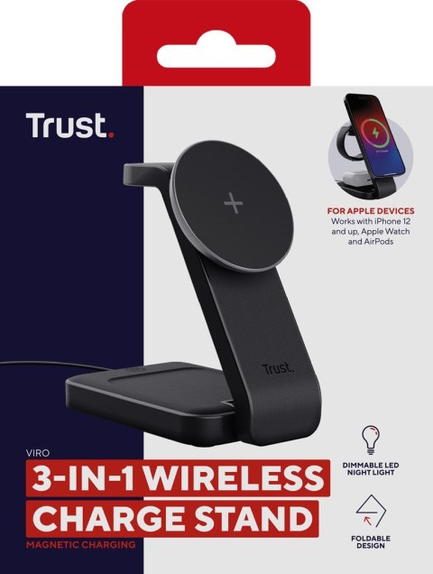 Magnetic Charge Stand Trust Viro 3-in-1 Wireless Black Trust Magnetic Charge Stand Trust Viro 3-in-1 Wireless Black Trust