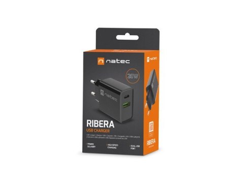 NATEC ŁADOWARKA SIECIOWA RIBERA USB-A + USB-C 20W POWER DELIVERY CZARNA NUC-2062 NATEC NATEC ŁADOWARKA SIECIOWA RIBERA USB-A + USB-C 20W POWER DELIVERY CZARNA NUC-2062 NATEC