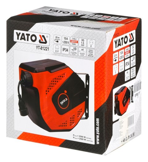 Przedłużacz elek. na zwijaku 20m YT-81221 YATO YATO Przedłużacz elek. na zwijaku 20m YT-81221 YATO YATO