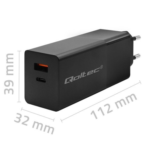QOLTEC ŁADOWARKA GAN POWER PRO | 1XUSB-C | 1XUSB | 100W | 5-20V | 1.5-5A | PD | CZARNA Qoltec QOLTEC ŁADOWARKA GAN POWER PRO | 1XUSB-C | 1XUSB | 100W | 5-20V | 1.5-5A | PD | CZARNA Qoltec