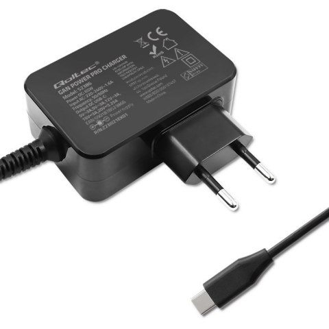 QOLTEC ŁADOWARKA GAN POWER PRO | 1XUSB-C | 65W | 5-20V | 3-3.25A | CZARNA Qoltec QOLTEC ŁADOWARKA GAN POWER PRO | 1XUSB-C | 65W | 5-20V | 3-3.25A | CZARNA Qoltec