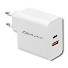 QOLTEC ŁADOWARKA SIECIOWA 63W | 5-20V | 1.5-3A | USB TYP C PD | USB QC 3.0 | BIAŁA Qoltec