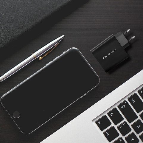 QOLTEC ŁADOWARKA SUPER QUICK PD | 1XUSB-C | 1XUSB | 65W | 5-20V | 1.5-3.25A | CZARNA Qoltec QOLTEC ŁADOWARKA SUPER QUICK PD | 1XUSB-C | 1XUSB | 65W | 5-20V | 1.5-3.25A | CZARNA Qoltec