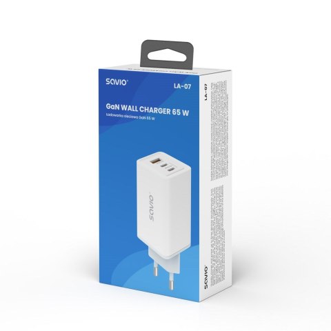 SAVIO ŁADOWARKA SIECIOWA GAN 65W BIAŁA LA-07 SAVIO SAVIO ŁADOWARKA SIECIOWA GAN 65W BIAŁA LA-07 SAVIO