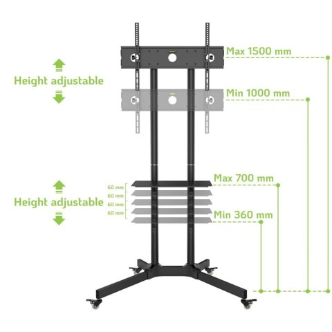TECHLY STOJAK MOBILNY TV LED/LCD 30-65 CALI 60KG 1 TECHly TECHLY STOJAK MOBILNY TV LED/LCD 30-65 CALI 60KG 1 TECHly