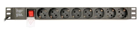 GEMBIRD LISTWA ZASILAJĄCA RACK 19" PDU EG-PDU-014 1U, 16A, 8X SCHUKO, KABEL 3M GEMBIRD