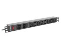 LANBERG LISTWA ZASILAJĄCA RACK 19" PDU PDU-02I1908I-0200-C20-BK (1U, 16A, 2X C19, 8X IEC C13, 2M, WTYK C20) Lanberg
