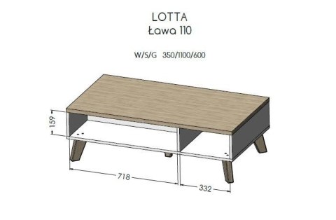 Ława LOTTA 110 wotan + czarny mat Cama MEBLE Ława LOTTA 110 wotan + czarny mat Cama MEBLE