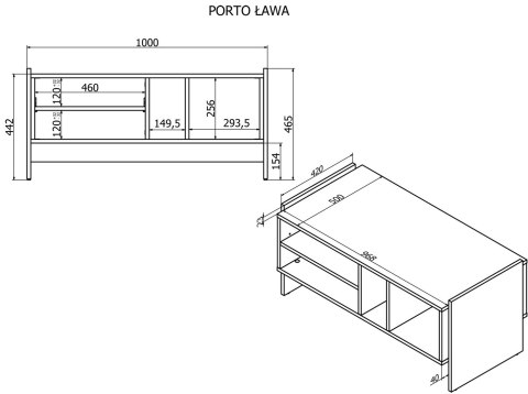 Ława/stolik PORTO 100x50x46 dąb/czarny Cama MEBLE Ława/stolik PORTO 100x50x46 dąb/czarny Cama MEBLE