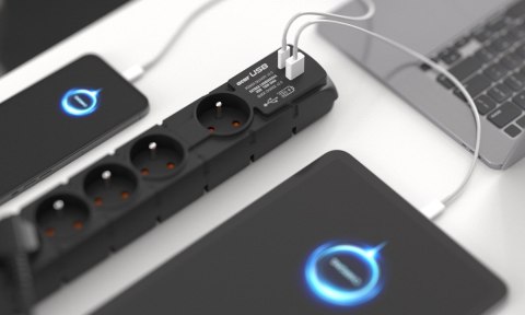 Listwa przeciwprzepięciowa Acar S6 USB A+C (szybka ładowarka) 3m ; czarny Acar Listwa przeciwprzepięciowa Acar S6 USB A+C (szybka ładowarka) 3m ; czarny Acar