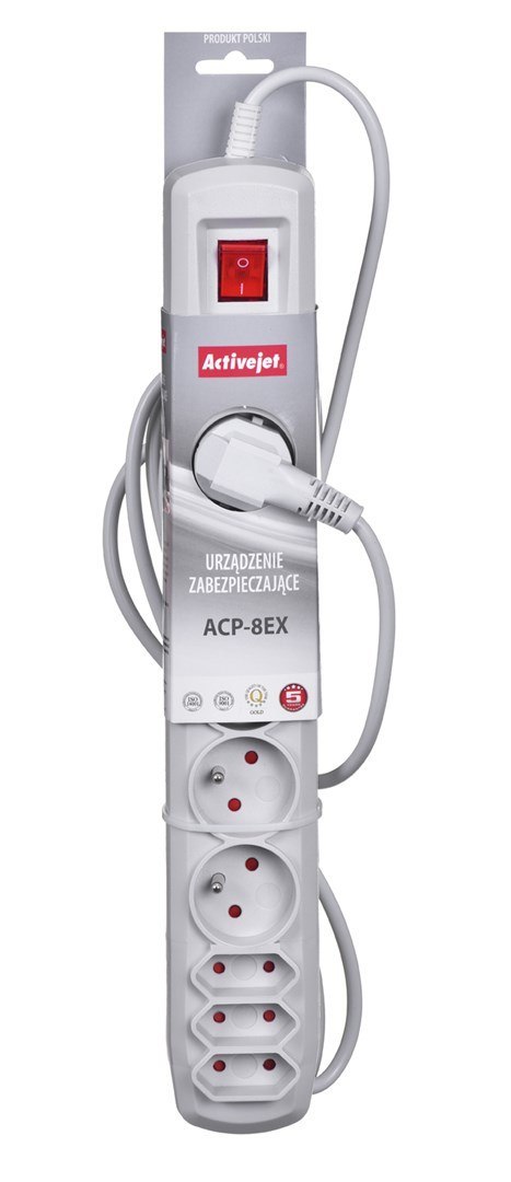Listwa przeciwprzepięciowa Activejet ACP-8EX APN-8g/1,5m-GR (3 x Typ C, 5 x UTE; 10 A; 1,5m; kolor szary) Activejet Listwa przeciwprzepięciowa Activejet ACP-8EX APN-8g/1,5m-GR (3 x Typ C, 5 x UTE; 10 A; 1,5m; kolor szary) Activejet