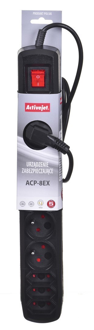 Listwa przeciwprzepięciowa Activejet APN-8g/1,5m-BK (3 x Typ C, 5 x UTE; 10 A; 1,5m; kolor czarny) Activejet Listwa przeciwprzepięciowa Activejet APN-8g/1,5m-BK (3 x Typ C, 5 x UTE; 10 A; 1,5m; kolor czarny) Activejet