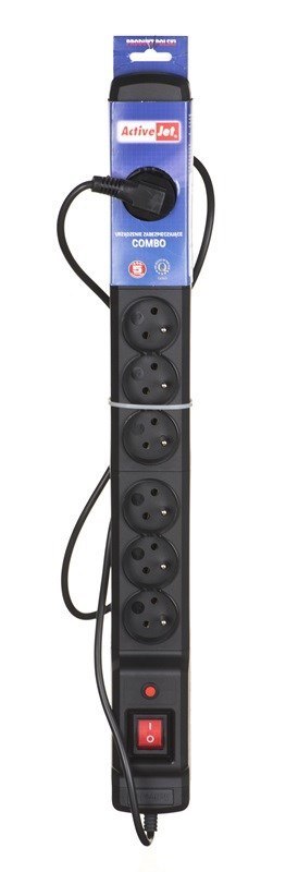 Listwa przeciwprzepięciowa Activejet COMBO 9gn/5m/cz (10A; 2300W) 5m; kolor czarny Activejet Listwa przeciwprzepięciowa Activejet COMBO 9gn/5m/cz (10A; 2300W) 5m; kolor czarny Activejet
