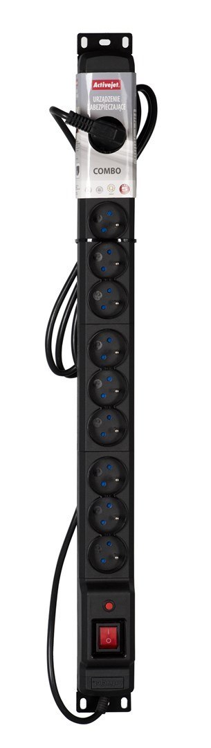 Listwa przeciwprzepięciowa Activejet COMBO/12gn/1,5m/cz (12 x UTE; 10 A (2500 W); 1,5m; kolor czarny) Activejet Listwa przeciwprzepięciowa Activejet COMBO/12gn/1,5m/cz (12 x UTE; 10 A (2500 W); 1,5m; kolor czarny) Activejet