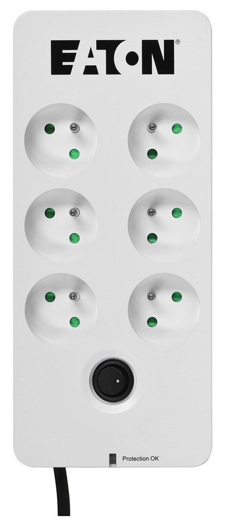 Listwa przeciwprzepięciowa EATON PB6F (6 x UTE; 10 A; kolor biały) EATON Listwa przeciwprzepięciowa EATON PB6F (6 x UTE; 10 A; kolor biały) EATON