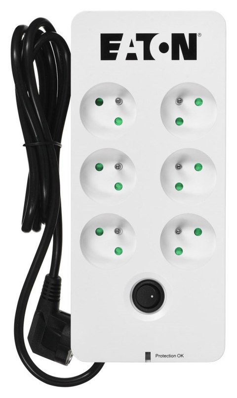Listwa przeciwprzepięciowa EATON PB6F (6 x UTE; 10 A; kolor biały) EATON Listwa przeciwprzepięciowa EATON PB6F (6 x UTE; 10 A; kolor biały) EATON