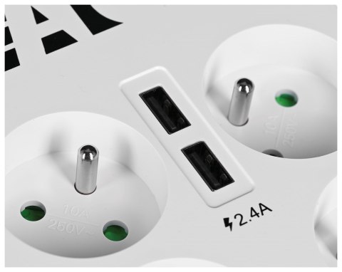 Listwa przeciwprzepięciowa EATON PB6UF (6 x UTE; 10 A; kolor biały) EATON Listwa przeciwprzepięciowa EATON PB6UF (6 x UTE; 10 A; kolor biały) EATON