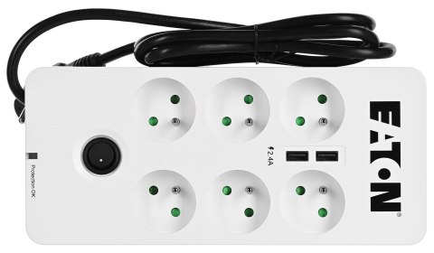 Listwa przeciwprzepięciowa EATON PB6UF (6 x UTE; 10 A; kolor biały) EATON Listwa przeciwprzepięciowa EATON PB6UF (6 x UTE; 10 A; kolor biały) EATON