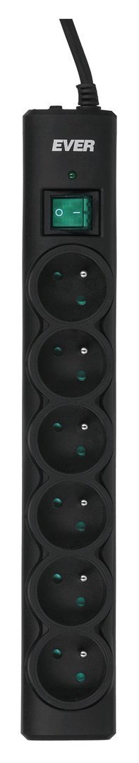 Listwa przeciwprzepięciowa Ever OPTIMA 1,5m (6 x UTE; 10 A; kolor czarny) (T/LZ08-OPT015/0000) Ever Listwa przeciwprzepięciowa Ever OPTIMA 1,5m (6 x UTE; 10 A; kolor czarny) (T/LZ08-OPT015/0000) Ever
